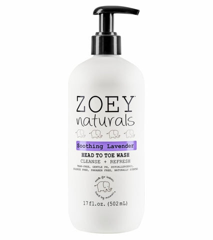 Zoey Naturals Head To Toe Wash 17 oz. Soothing Lavender - ANB Baby -baby bath wash
